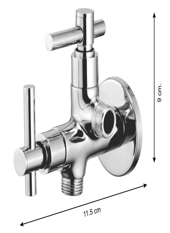 دريزل صمام زاوية ثنائي الاتجاه 2 في 1 من DRIZZLE Brass Tarim (فضي، مطلي بالكروم) - Image 2